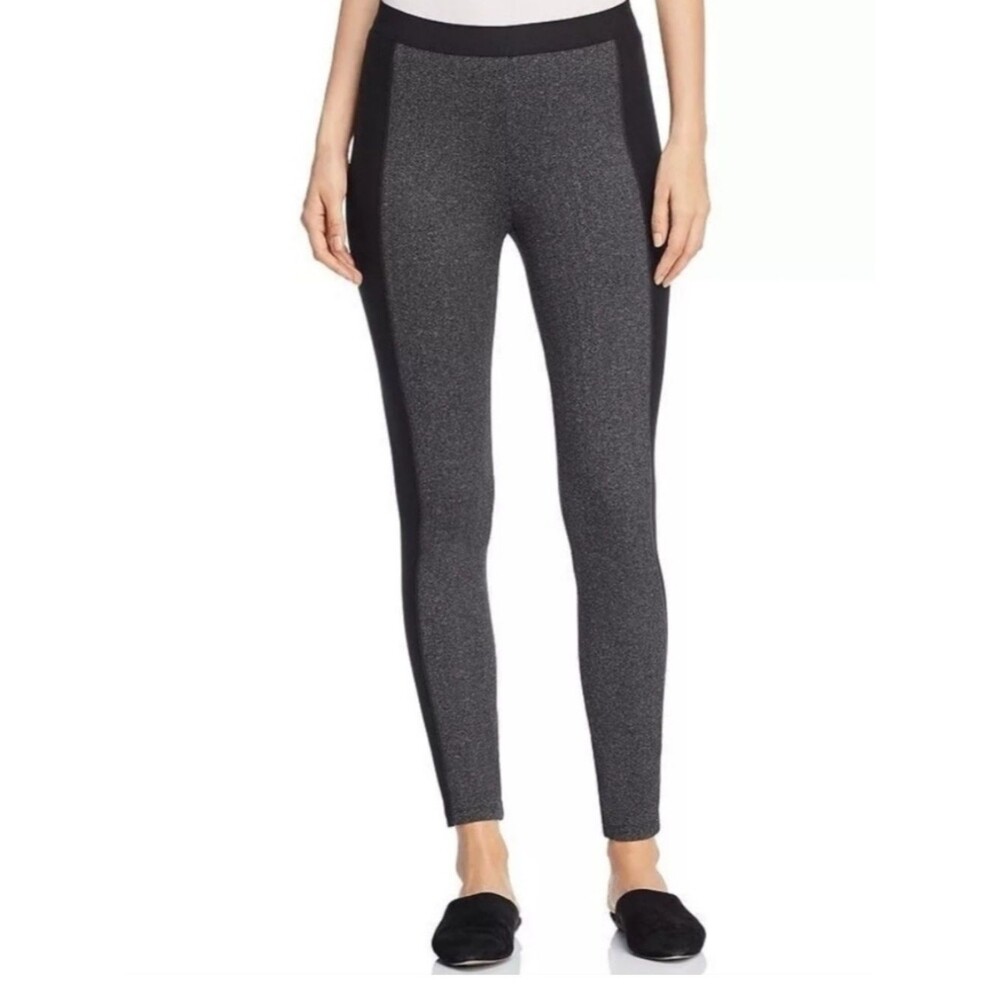 Eileen Fisher Herringbone Knit Leggings Gray Black Stretch Pull On Pants XL